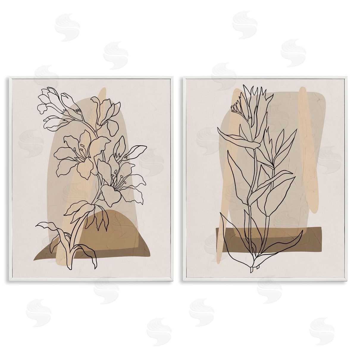 Regina Moore Natural Flower Outlines White Framed Giclee Wall Art Print