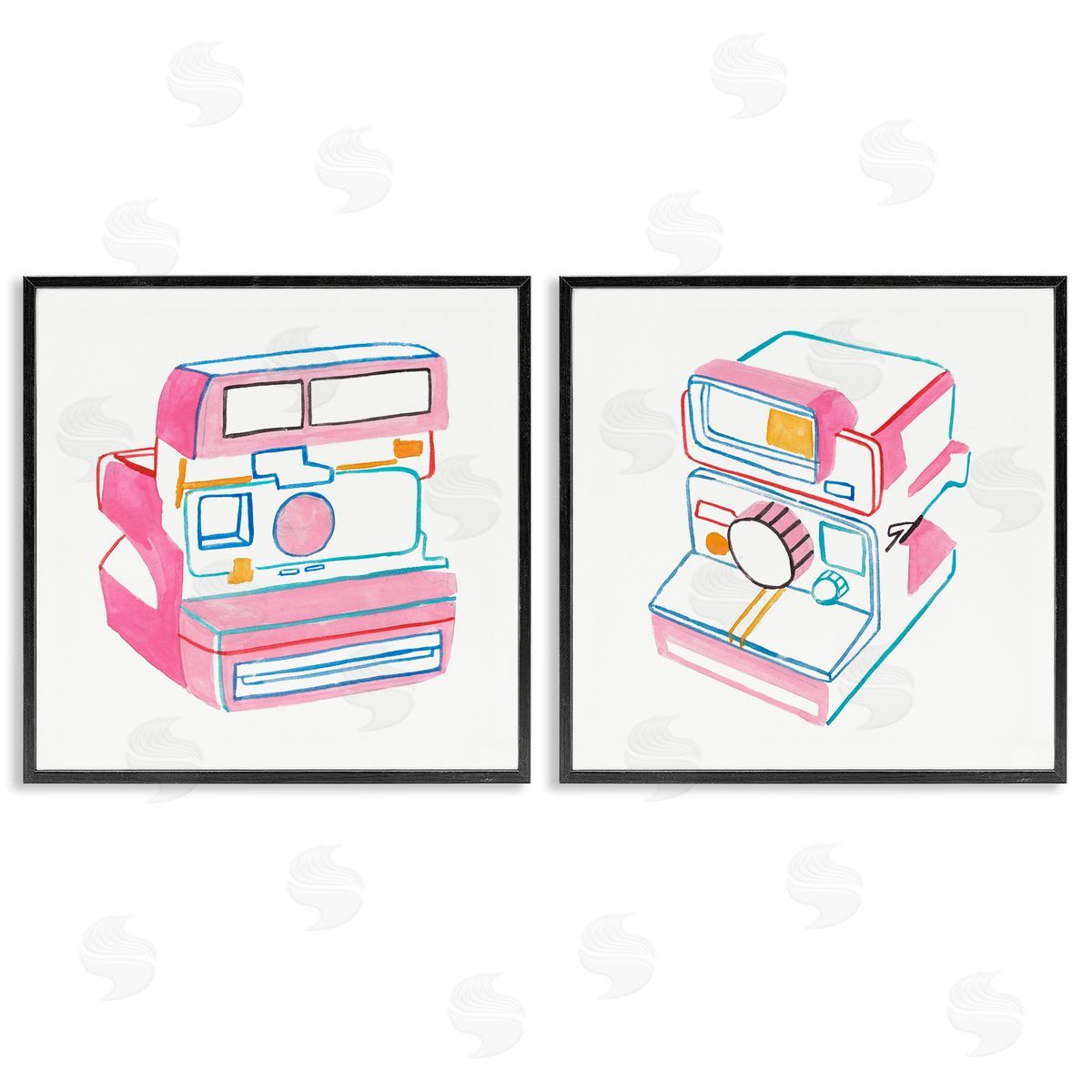 Melissa Wang Hand Drawn Vintage Camera Black Framed Giclee Wall Art Print