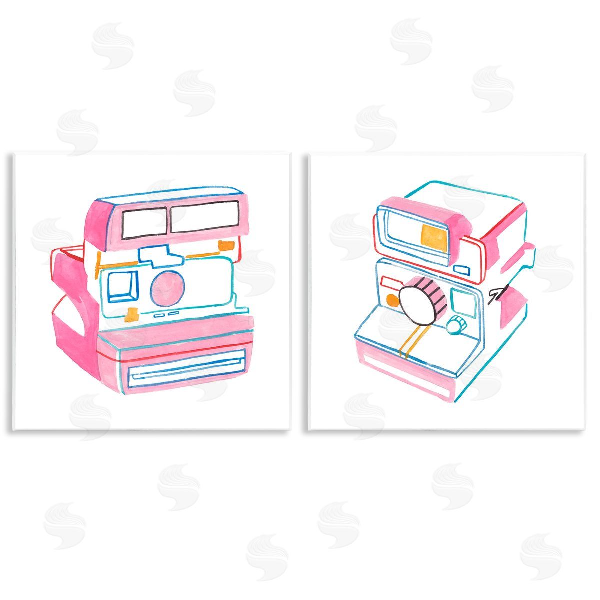 Melissa Wang Hand Drawn Vintage Camera Wooden Wall Plaque Art Print