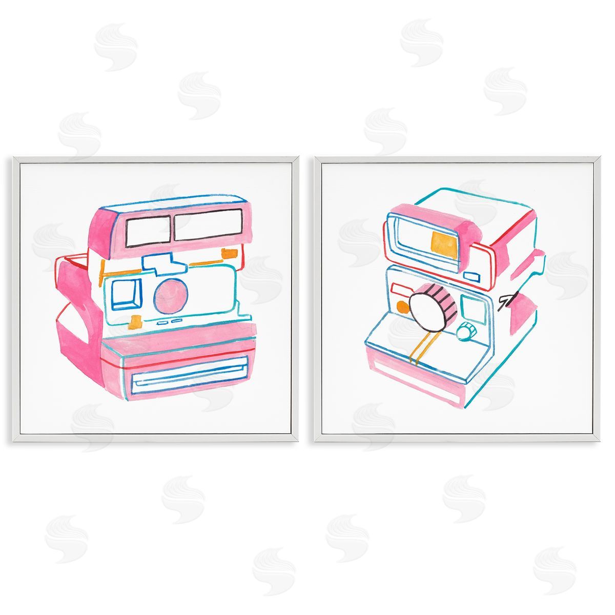 Melissa Wang Hand Drawn Vintage Camera White Framed Giclee Wall Art Print