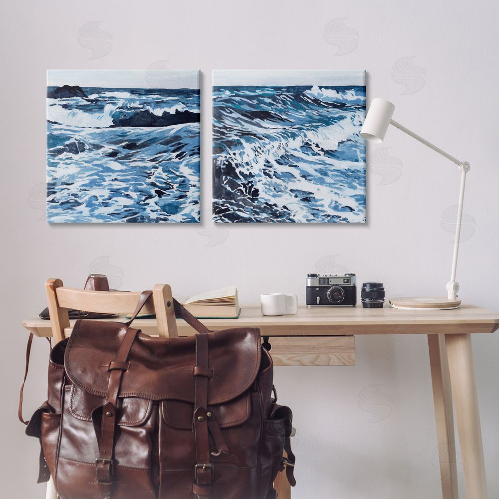 Melissa Wang Breaking Ocean Waves Canvas Wall Art Print in Room