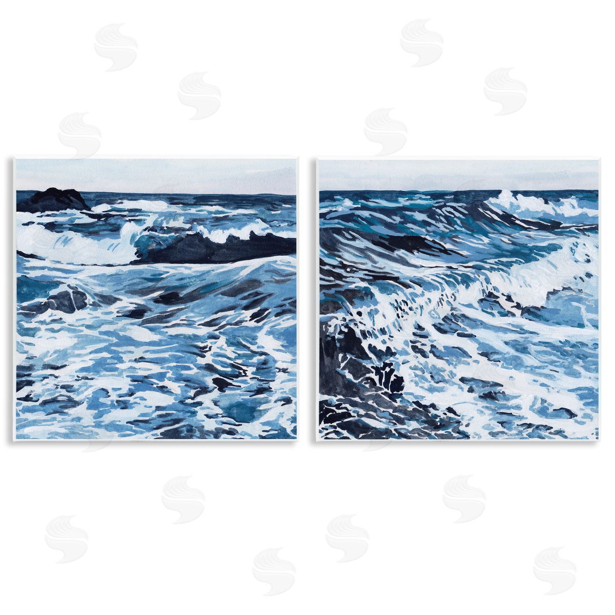 Melissa Wang Breaking Ocean Waves Wooden Wall Plaque Art Print