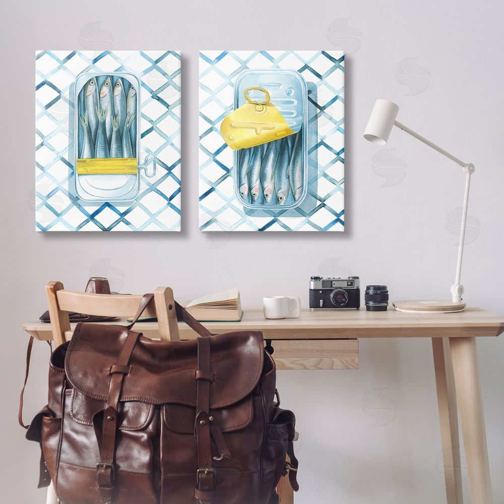 Grace Popp Canned Sardines Food Art Canvas Wall Art Print in Room