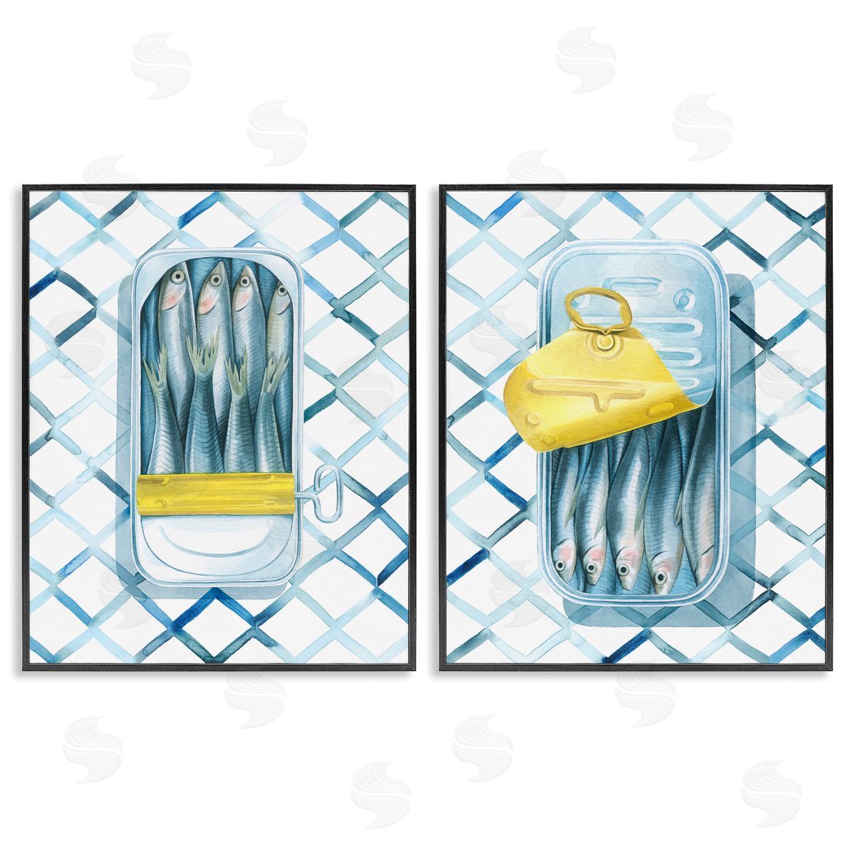 Grace Popp Canned Sardines Food Art Black Framed Giclee Wall Art Print