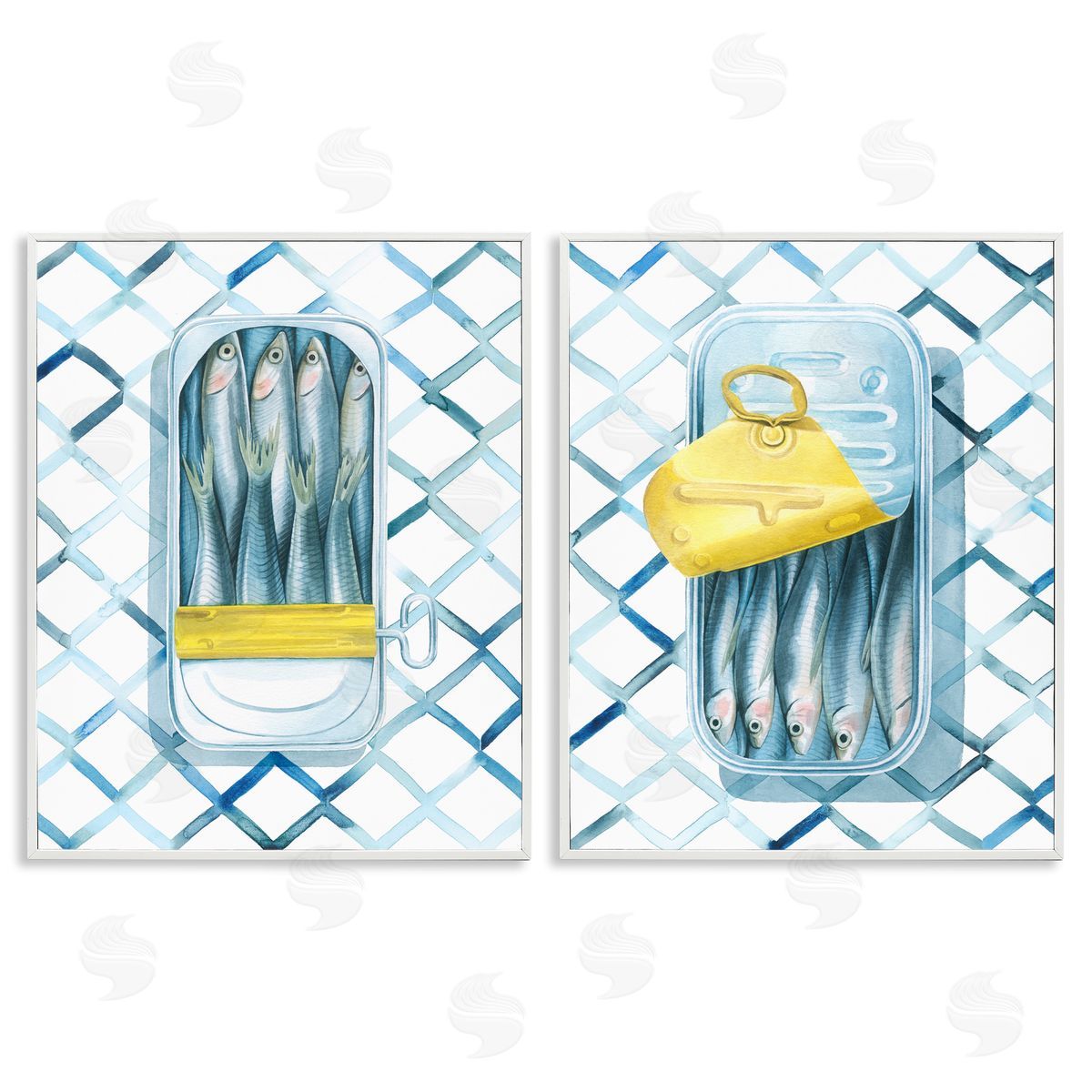 Grace Popp Canned Sardines Food Art White Framed Giclee Wall Art Print