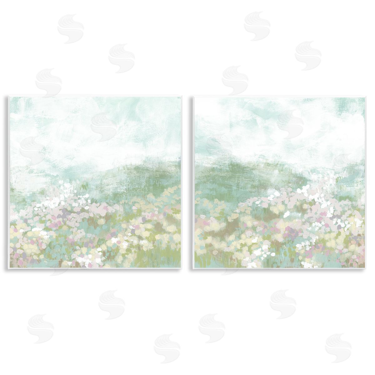 June Erica Vess Muted Pastel Flower Field Wooden Wall Plaque Art Print