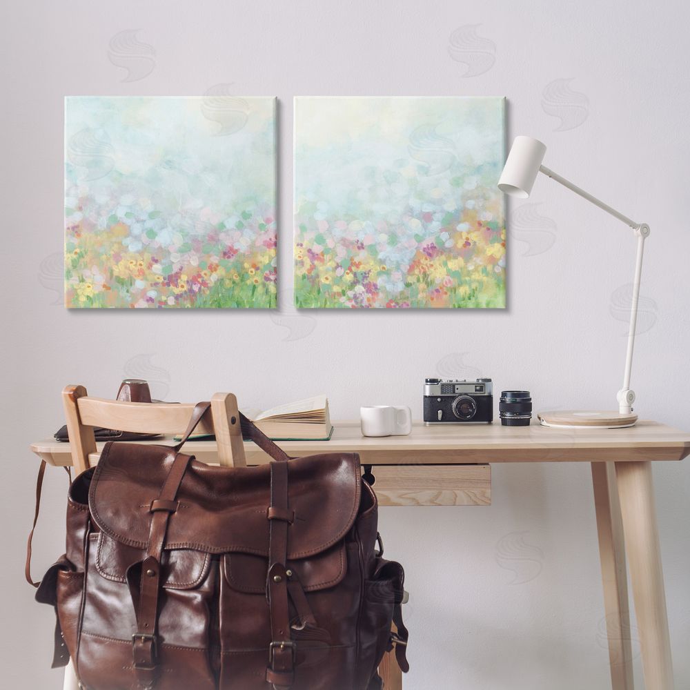June Erica Vess Pastel Spring Flower Field  Canvas Wall Art Print in Room