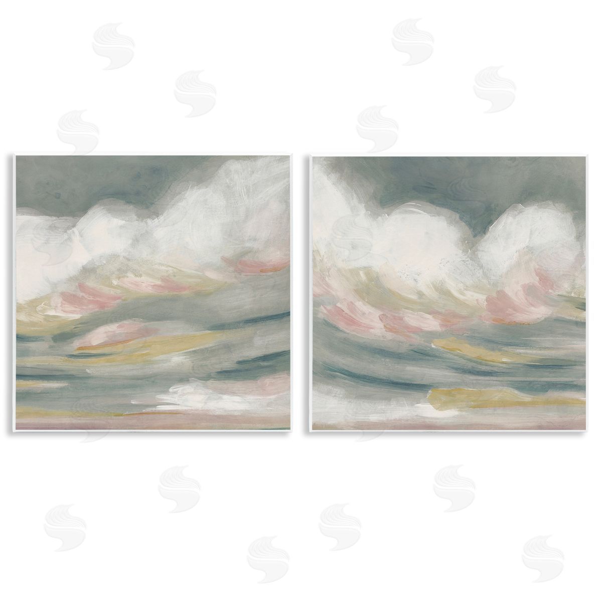 June Erica Vess Wispy Pink Mountains Wooden Wall Plaque Art Print