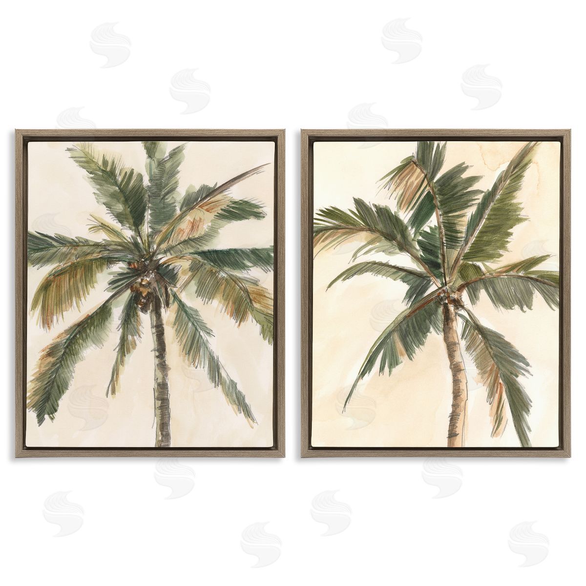 Ethan Harper Majestic Towering Palms Brown Floating Frame Canvas Wall Art Print