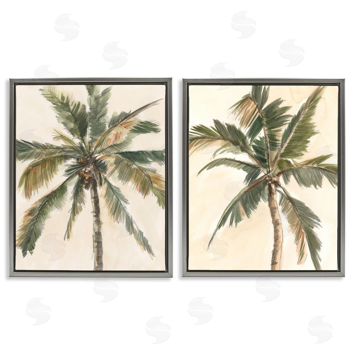 Ethan Harper Majestic Towering Palms Gray Floating Frame Canvas Wall Art Print