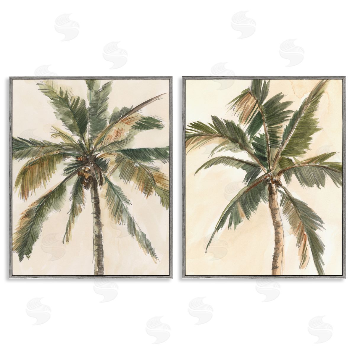 Ethan Harper Majestic Towering Palms Gray Framed Giclee Wall Art Print