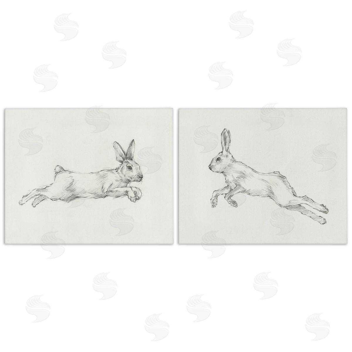 Ethan Harper Pencil Sketch Rabbit Jumping Canvas Wall Art Print