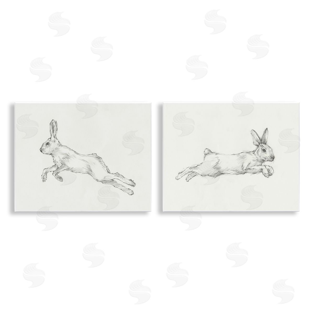 Ethan Harper Pencil Sketch Rabbit Jumping Wooden Wall Plaque Art Print