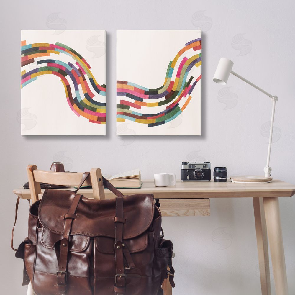 Grace Popp Abstract Colorful Wave Canvas Wall Art Print in Room