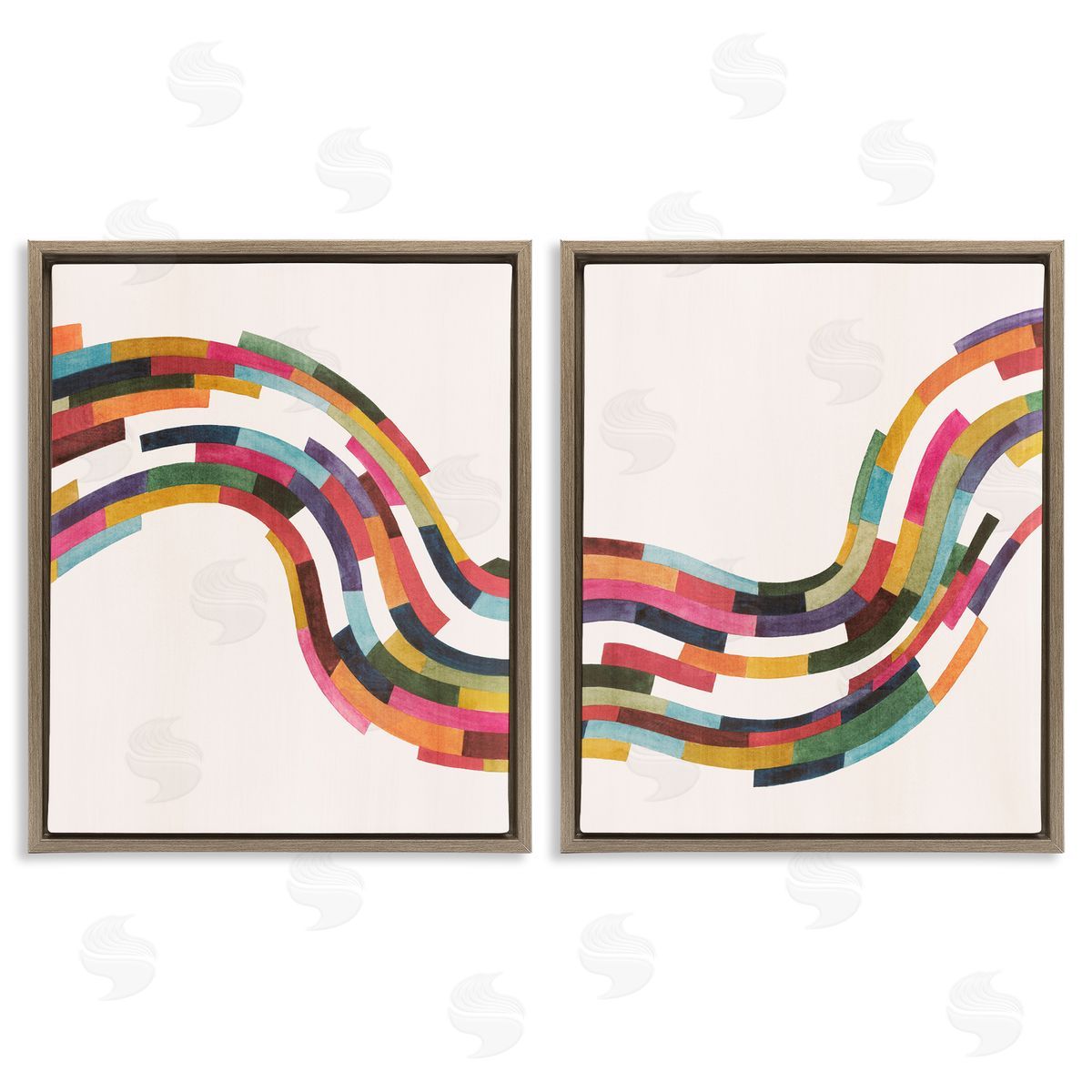Grace Popp Abstract Colorful Wave Brown Floating Frame Canvas Wall Art Print