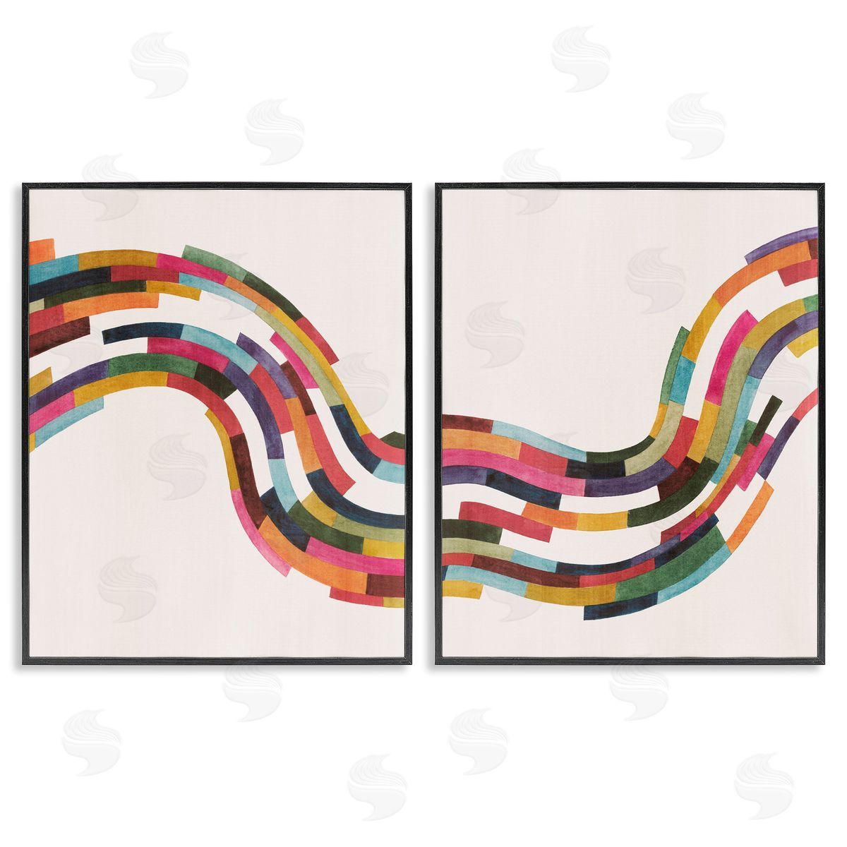 Grace Popp Abstract Colorful Wave Black Framed Giclee Wall Art Print