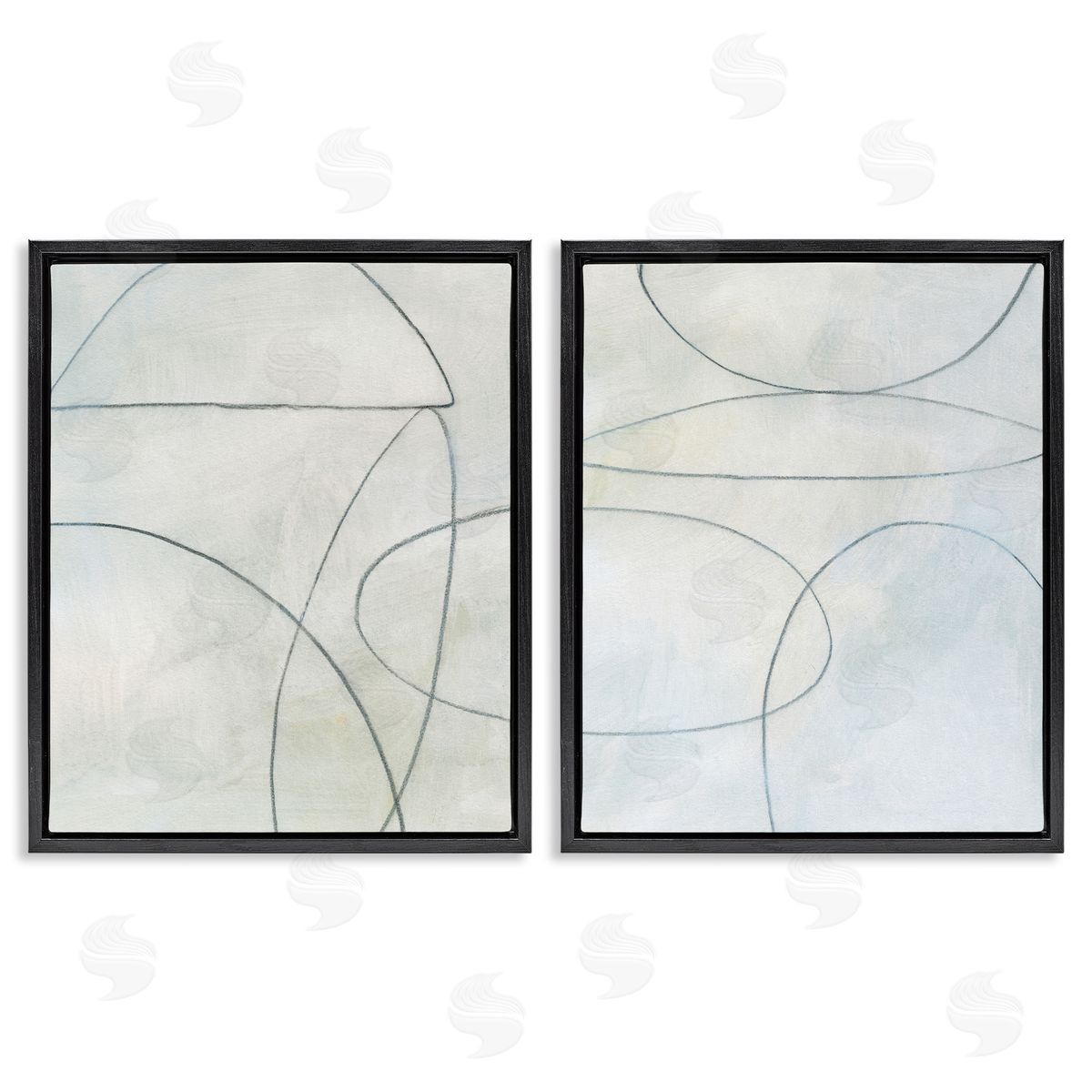 Victoria Barnes Simple Abstract Pencil Shapes Black Floating Frame Canvas Wall Art Print