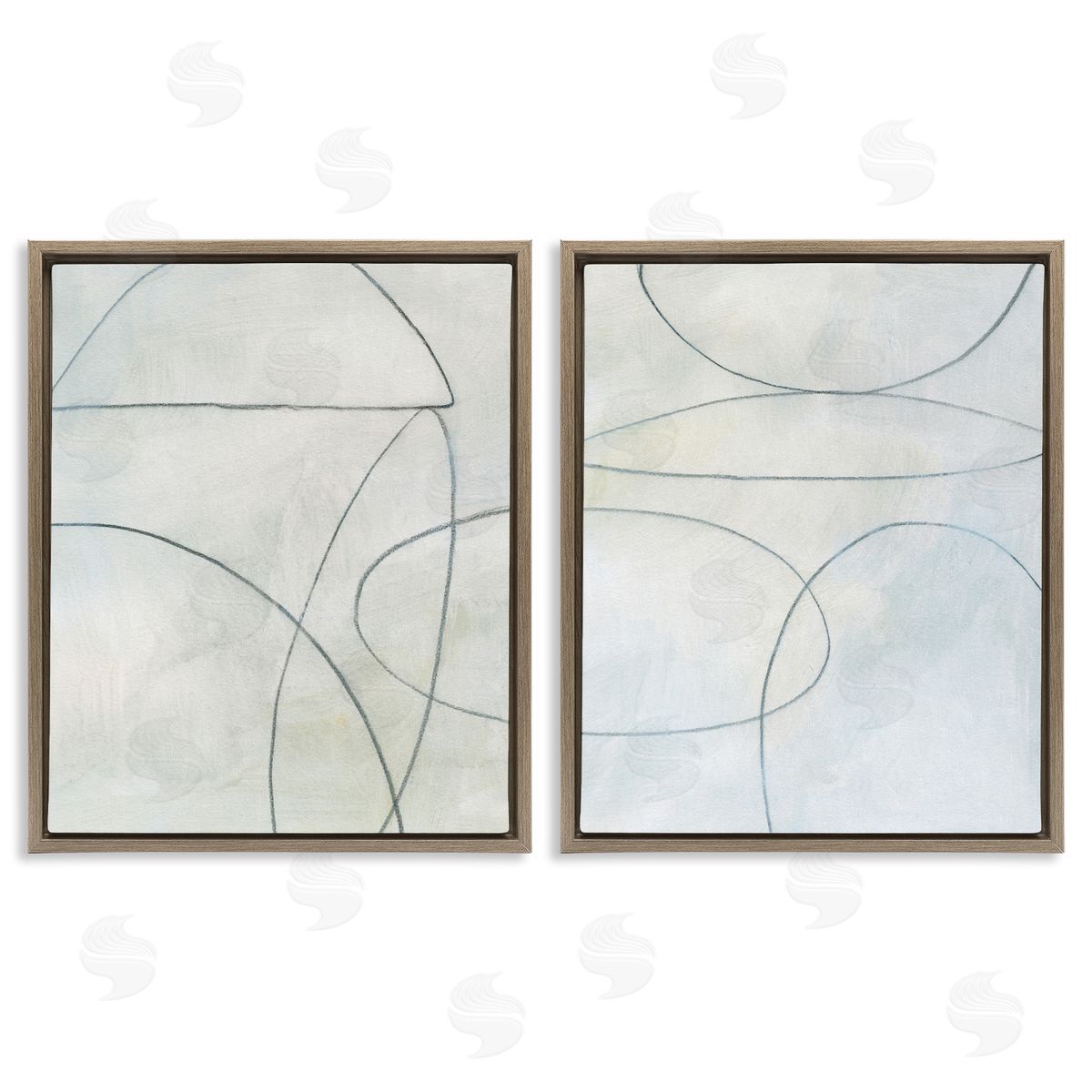 Victoria Barnes Simple Abstract Pencil Shapes Brown Floating Frame Canvas Wall Art Print
