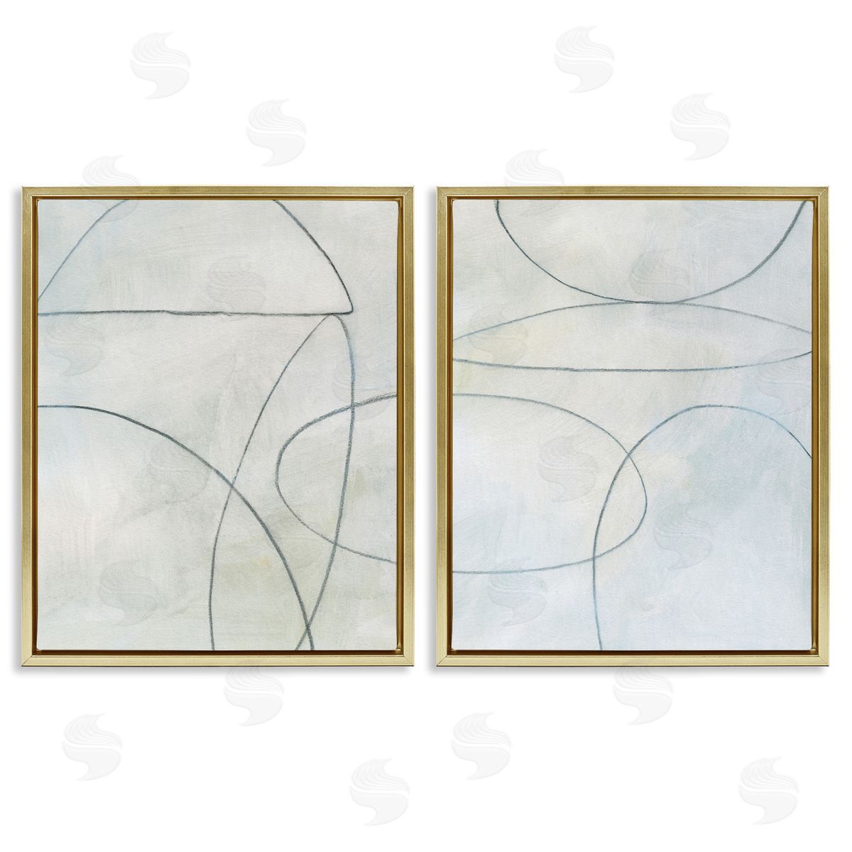 Victoria Barnes Simple Abstract Pencil Shapes Gold Floating Frame Canvas Wall Art Print