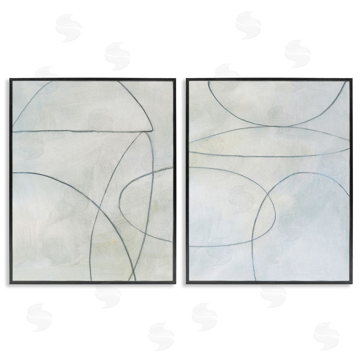 Victoria Barnes Simple Abstract Pencil Shapes Black Framed Giclee Wall Art Print