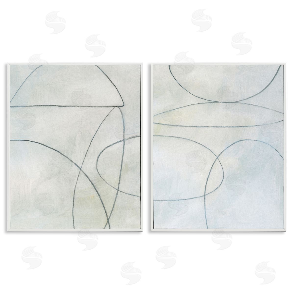 Victoria Barnes Simple Abstract Pencil Shapes White Framed Giclee Wall Art Print