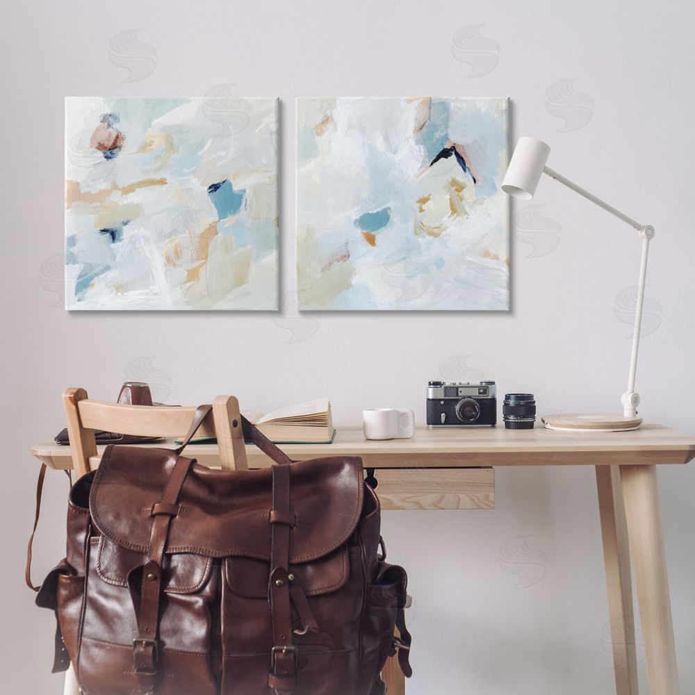 Victoria Barnes Abstract Hint of Blue Clouds Canvas Wall Art Print in Room