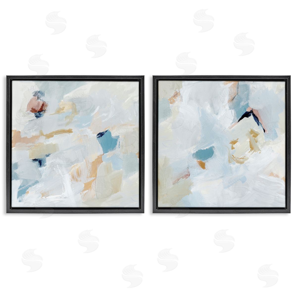 Victoria Barnes Abstract Hint of Blue Clouds Black Floating Frame Canvas Wall Art Print
