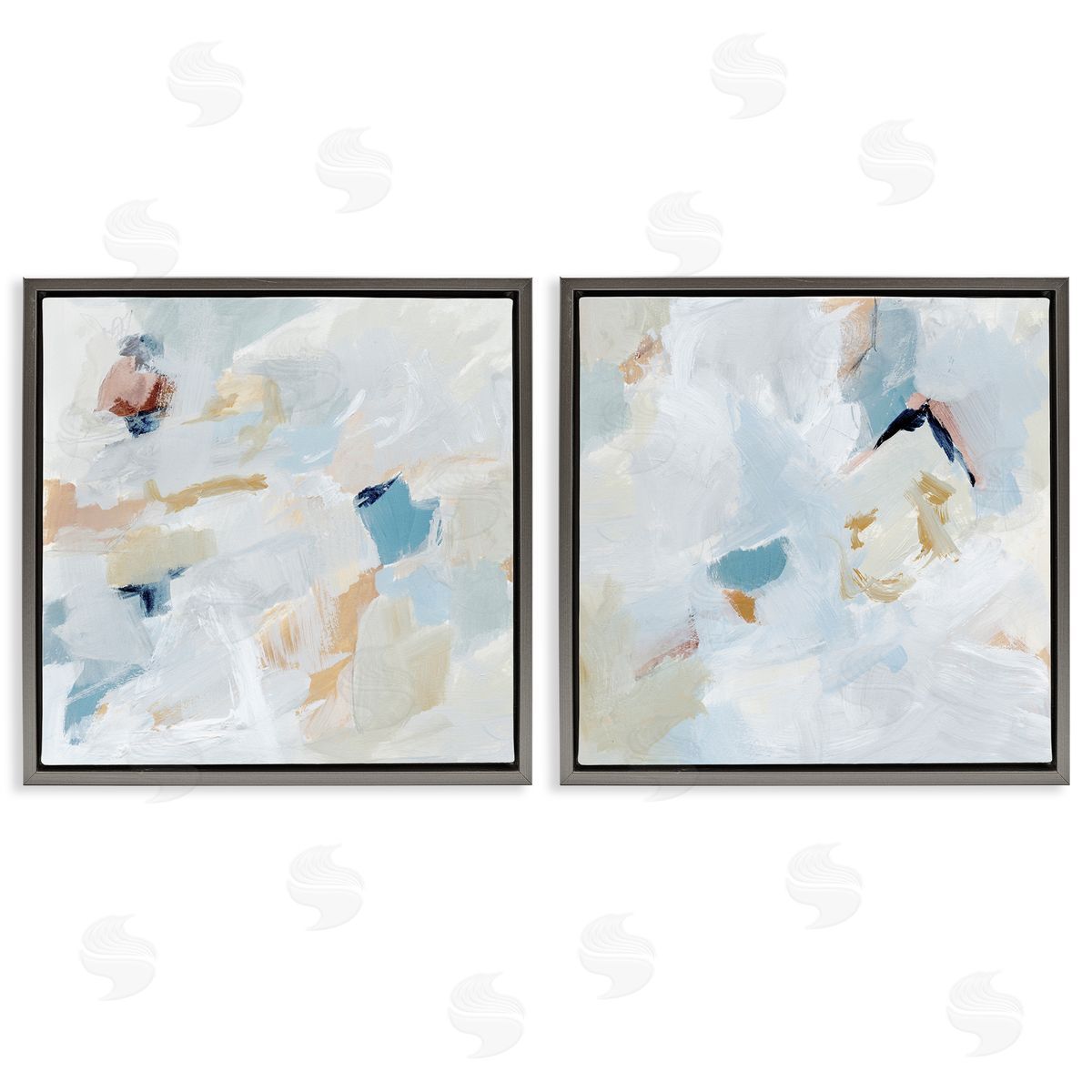 Victoria Barnes Abstract Hint of Blue Clouds Gray Floating Frame Canvas Wall Art Print