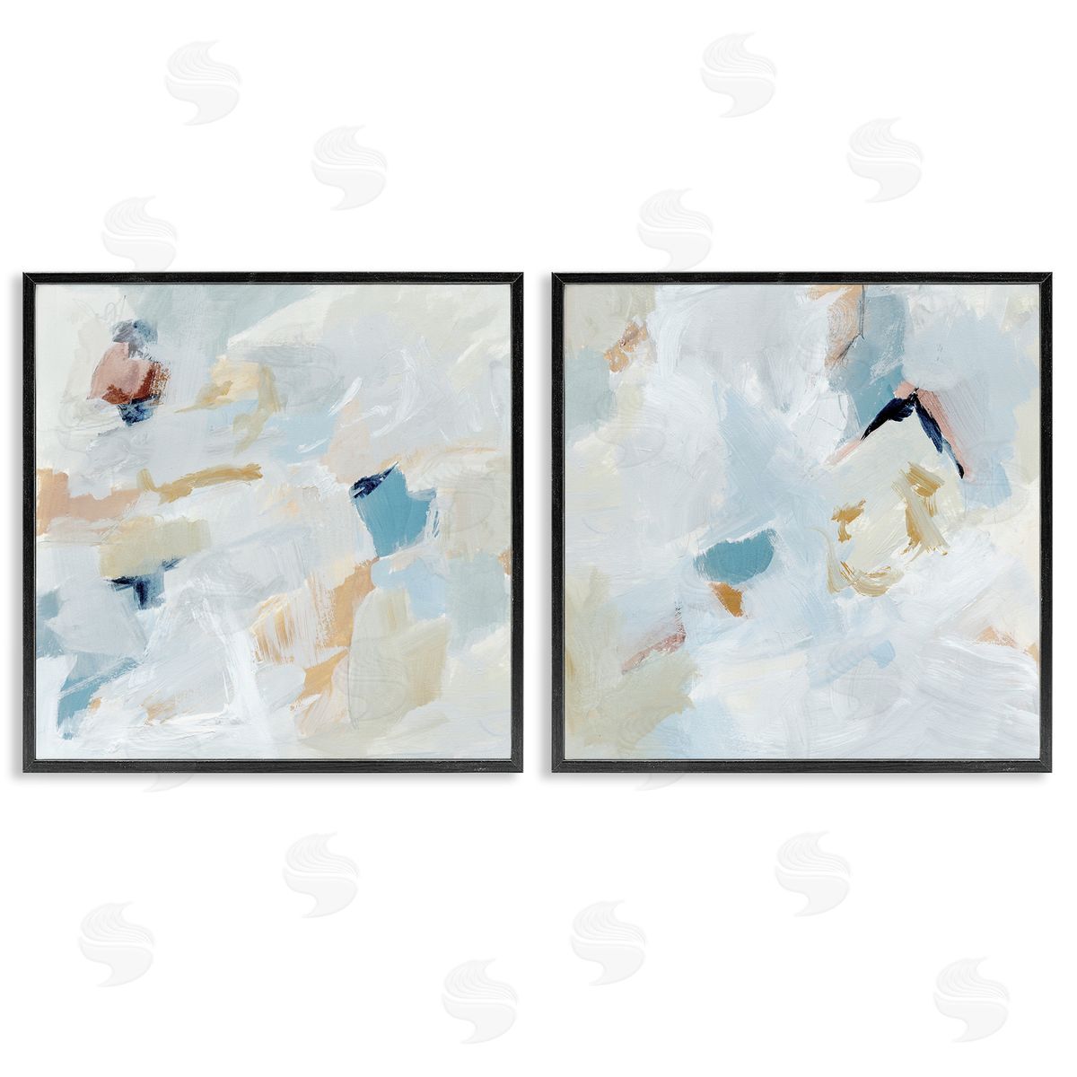 Victoria Barnes Abstract Hint of Blue Clouds Black Framed Giclee Wall Art Print