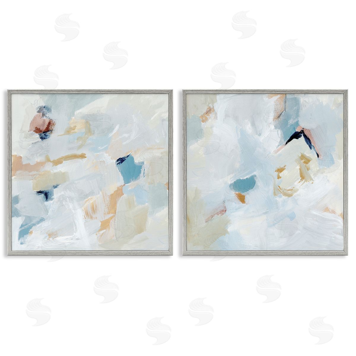 Victoria Barnes Abstract Hint of Blue Clouds Gray Framed Giclee Wall Art Print