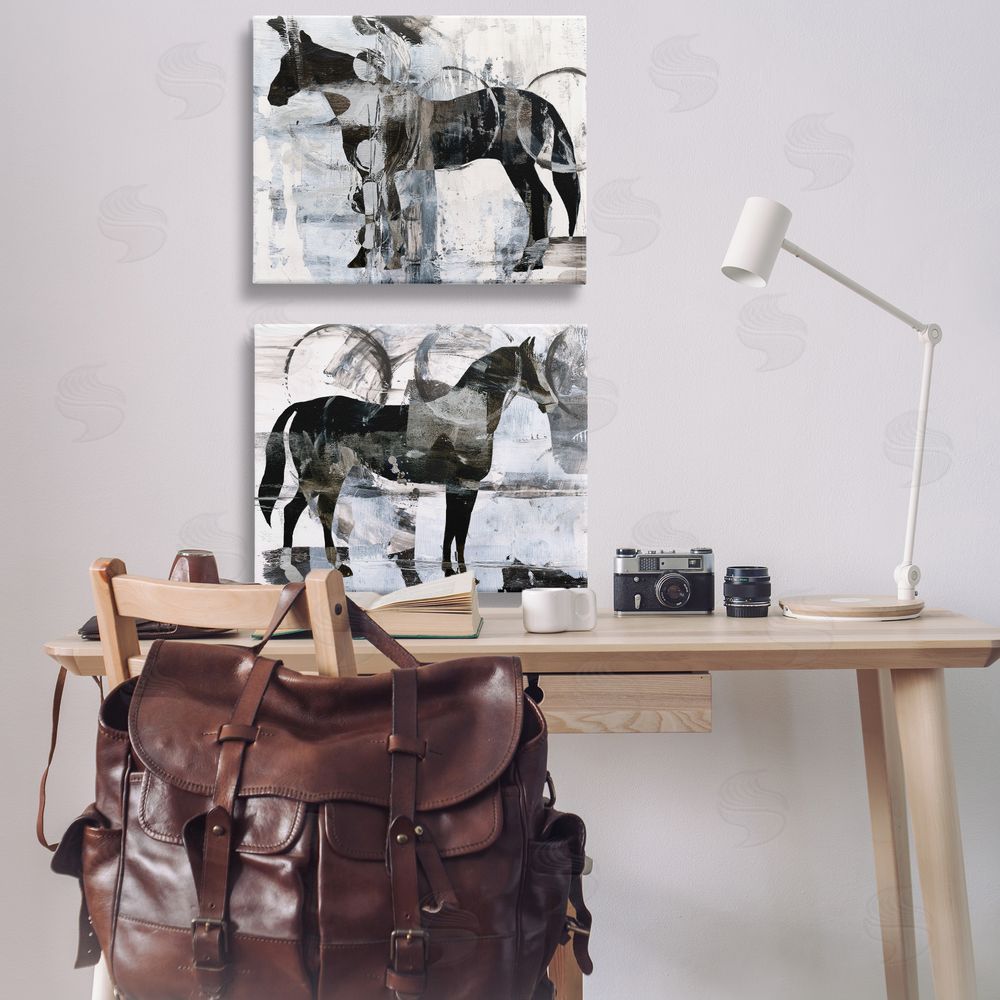 Ethan Harper Abstract Horse Silhouette Circles Canvas Wall Art Print in Room