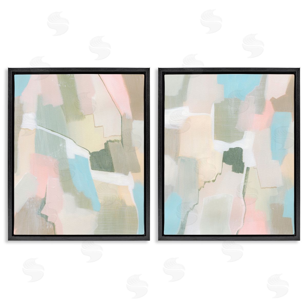 Grace Popp Patchy Muted Pastel Abstract  Black Floating Frame Canvas Wall Art Print