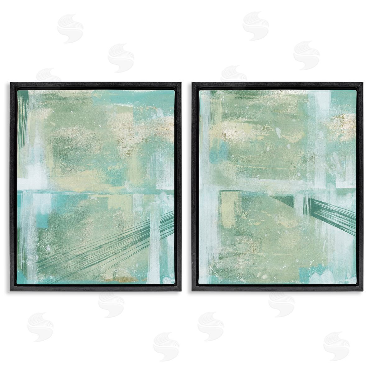 Grace Popp Teal Abstract Bridge Cityscape Black Floating Frame Canvas Wall Art Print