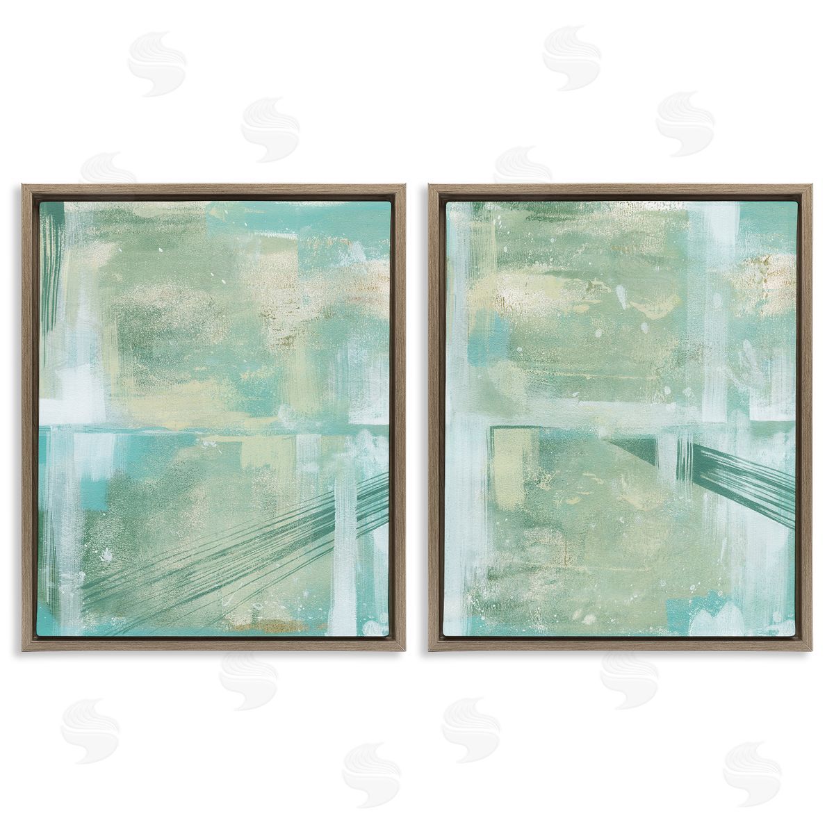 Grace Popp Teal Abstract Bridge Cityscape Brown Floating Frame Canvas Wall Art Print