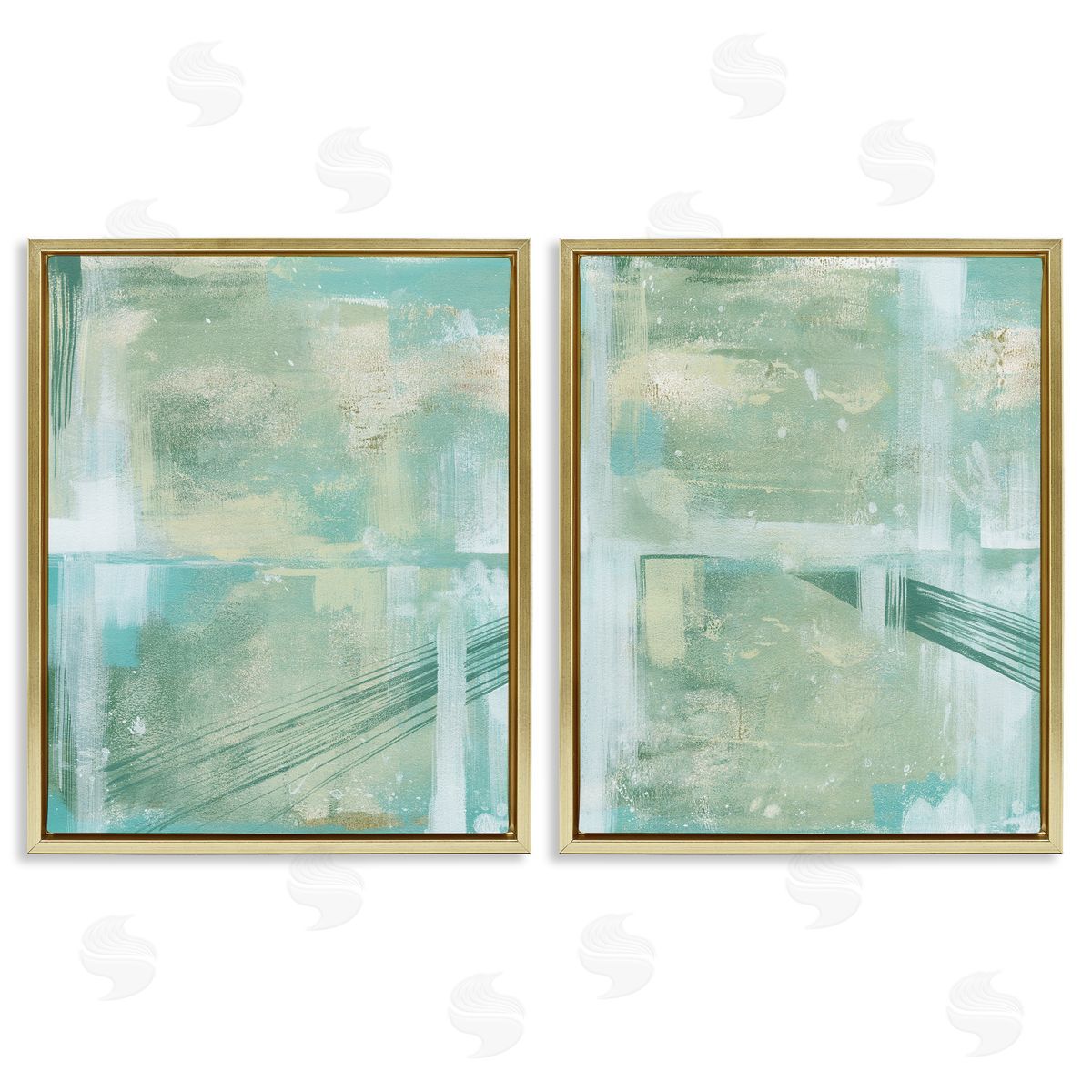 Grace Popp Teal Abstract Bridge Cityscape Gold Floating Frame Canvas Wall Art Print