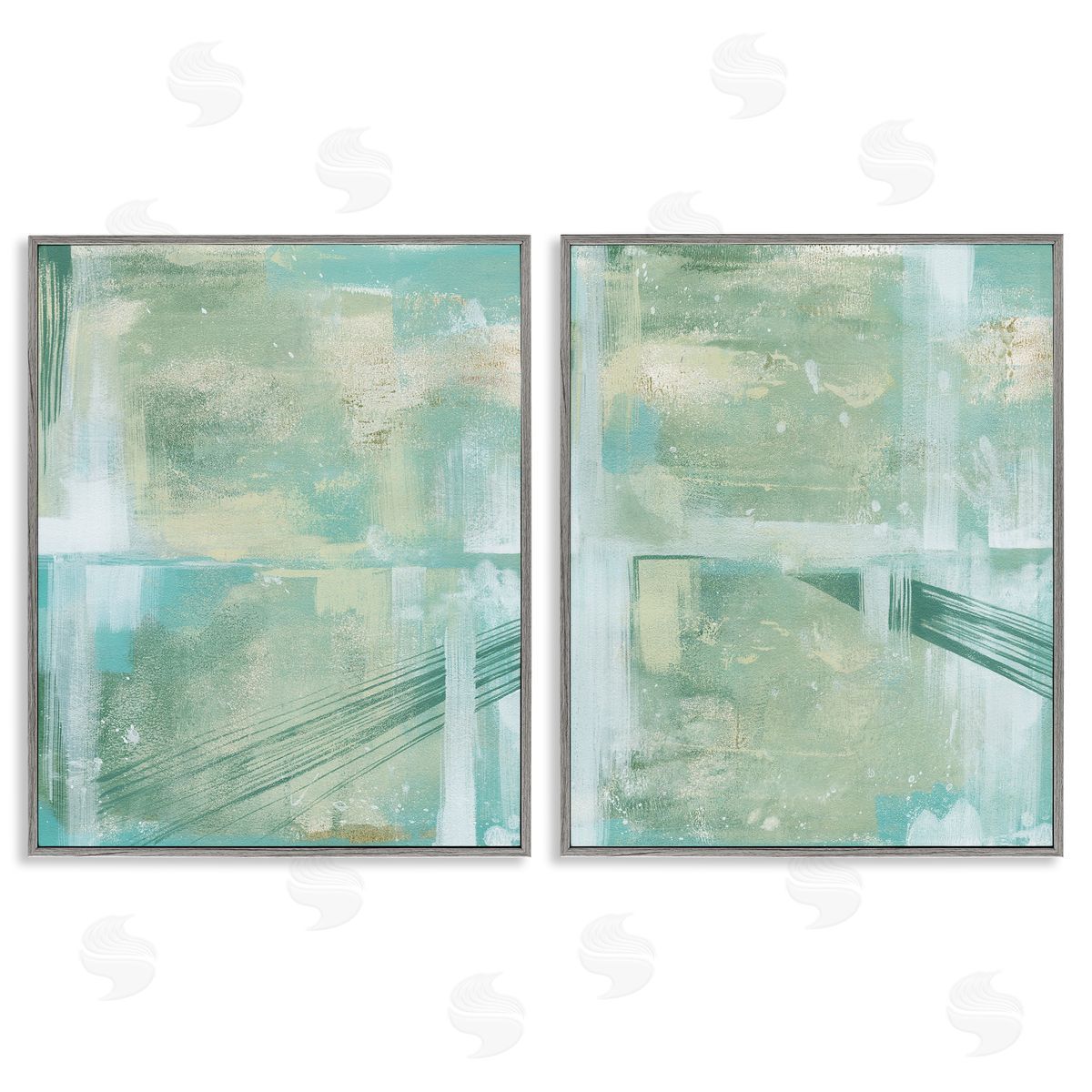 Grace Popp Teal Abstract Bridge Cityscape Gray Framed Giclee Wall Art Print