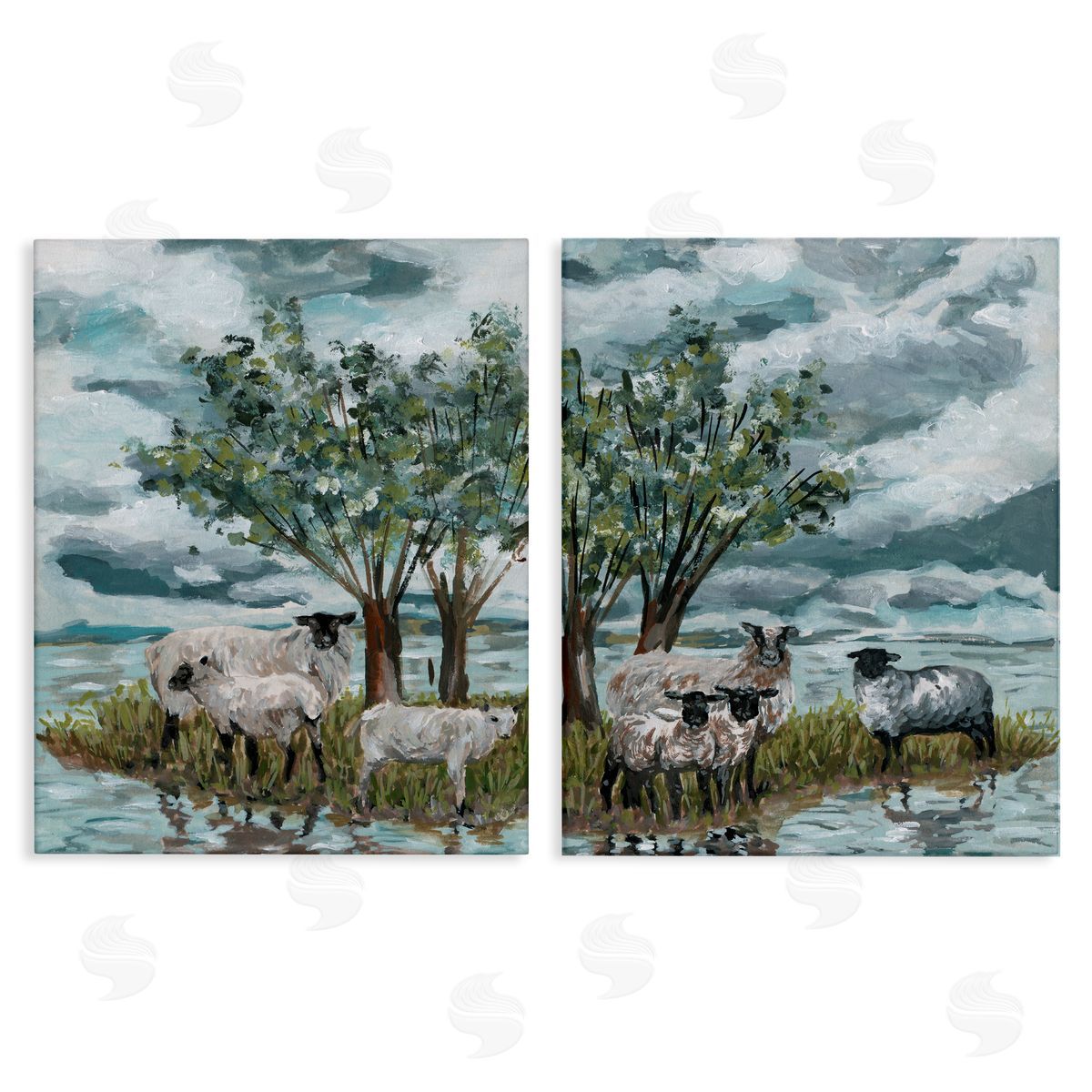 Melissa Wang Sheep in Field  Canvas Wall Art Print