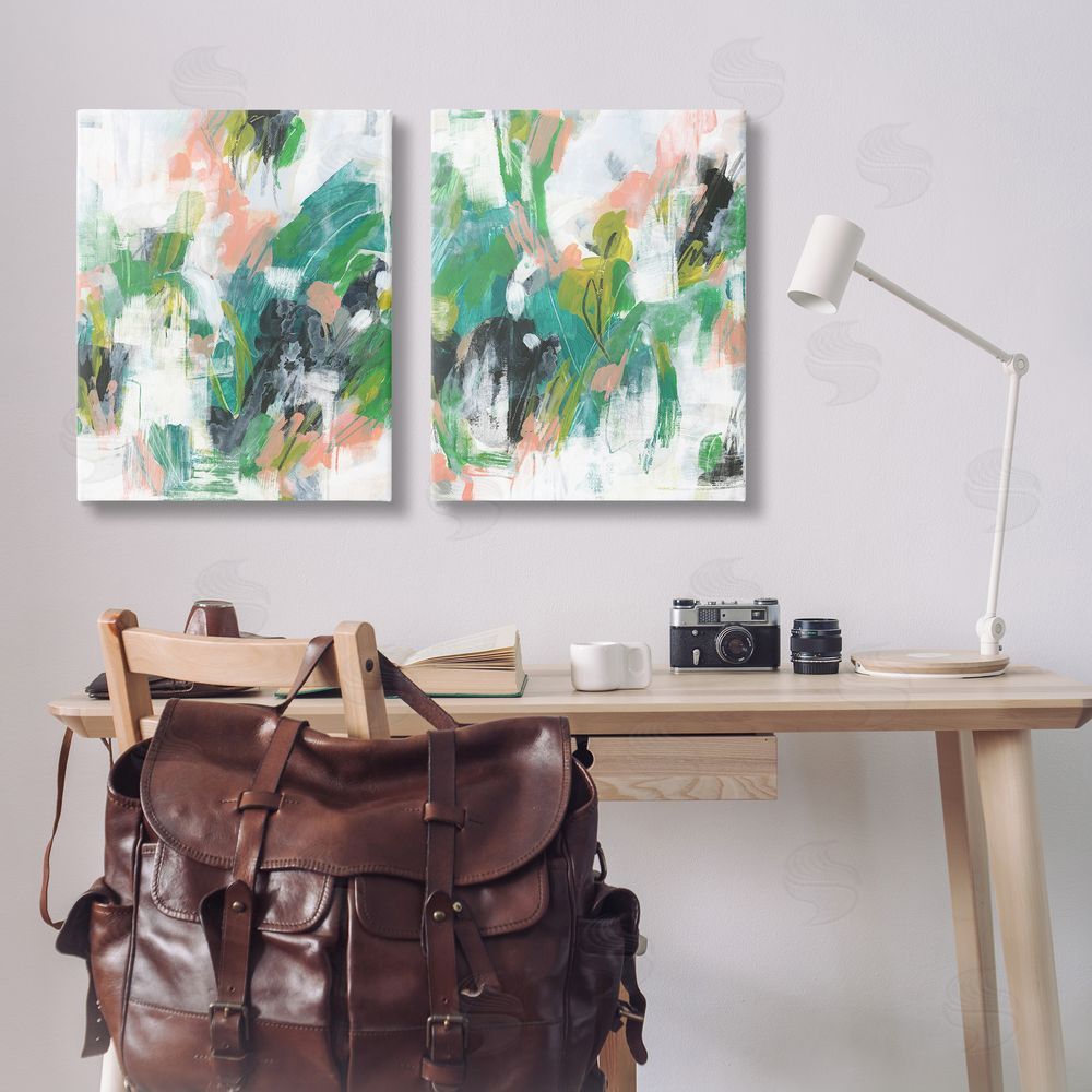 June Erica Vess Green Abstract Layers Canvas Wall Art Print in Room