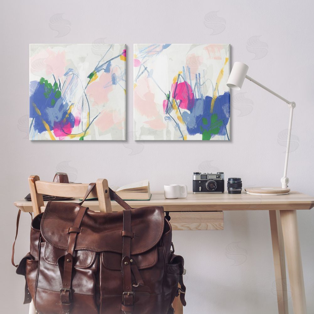 June Erica Vess Pink Blue Pop Abstract  Canvas Wall Art Print in Room