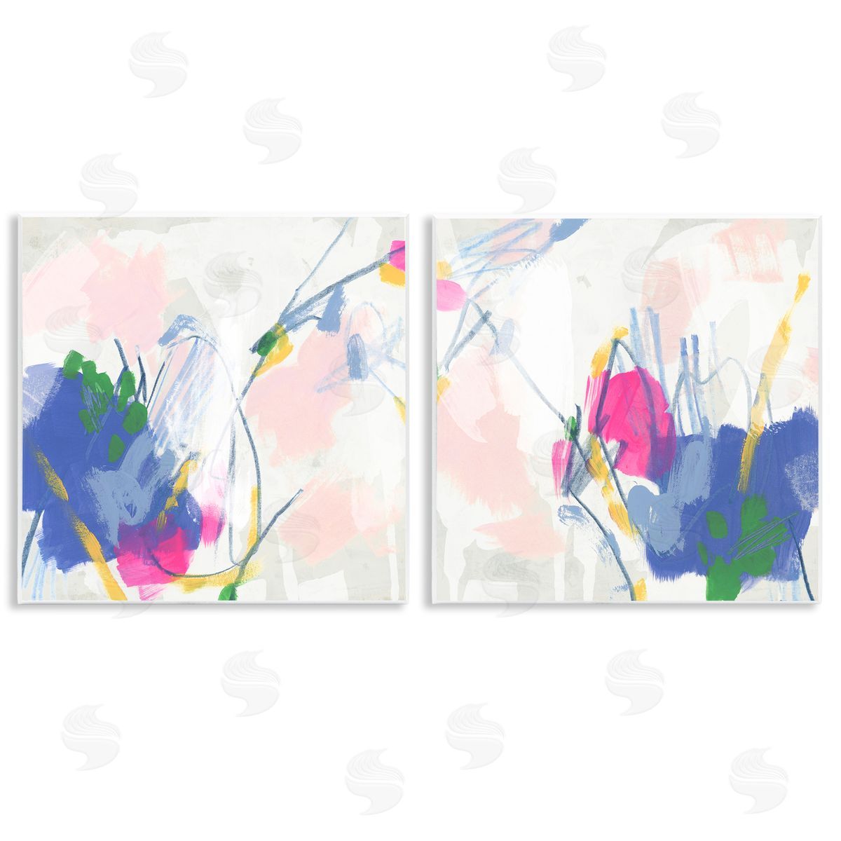 June Erica Vess Pink Blue Pop Abstract  Wooden Wall Plaque Art Print