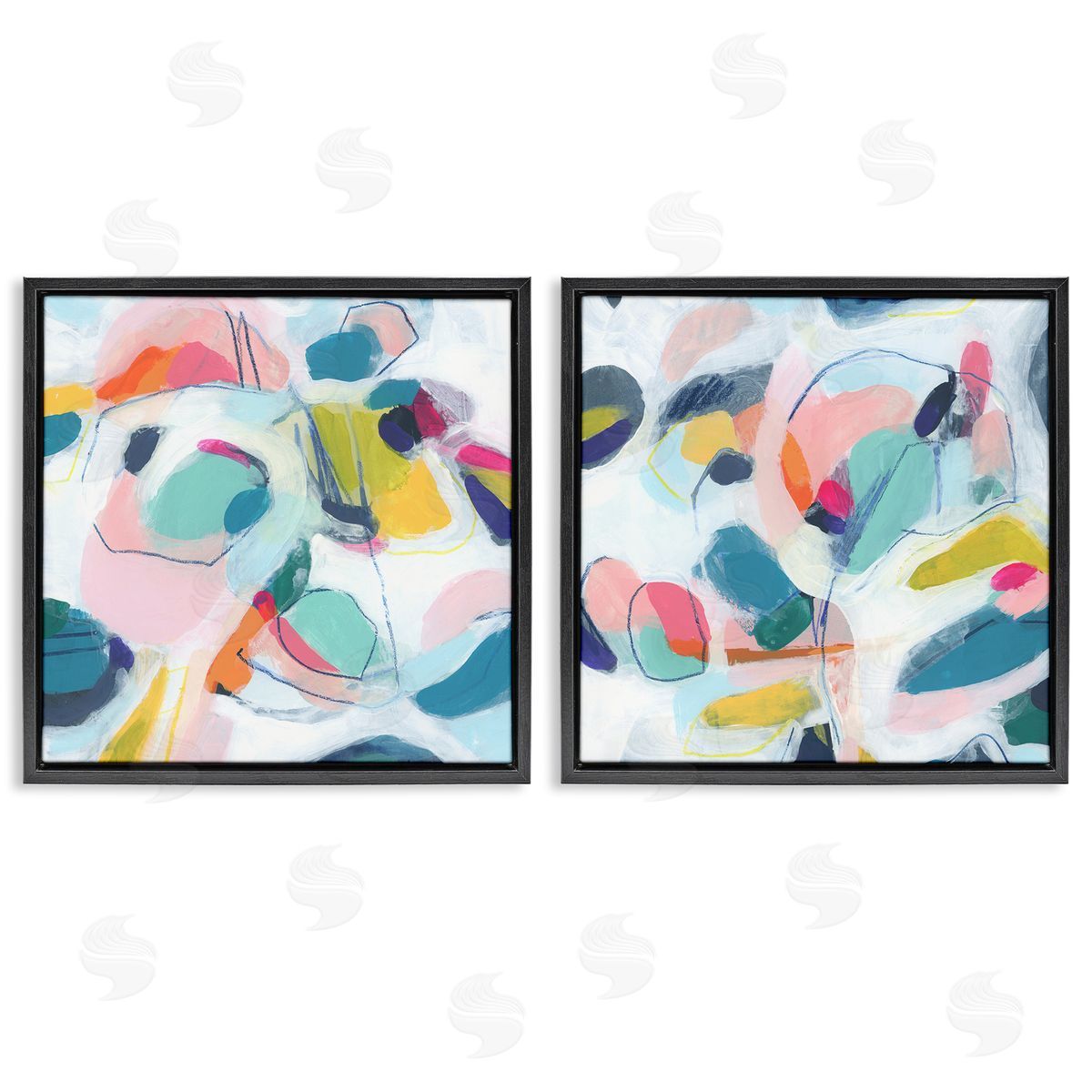 June Erica Vess Eye-catching Abstract Pastels Black Floating Frame Canvas Wall Art Print