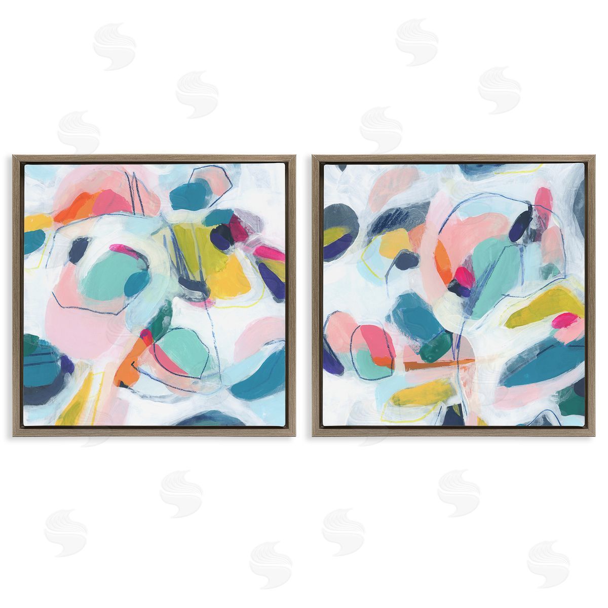 June Erica Vess Eye-catching Abstract Pastels Brown Floating Frame Canvas Wall Art Print