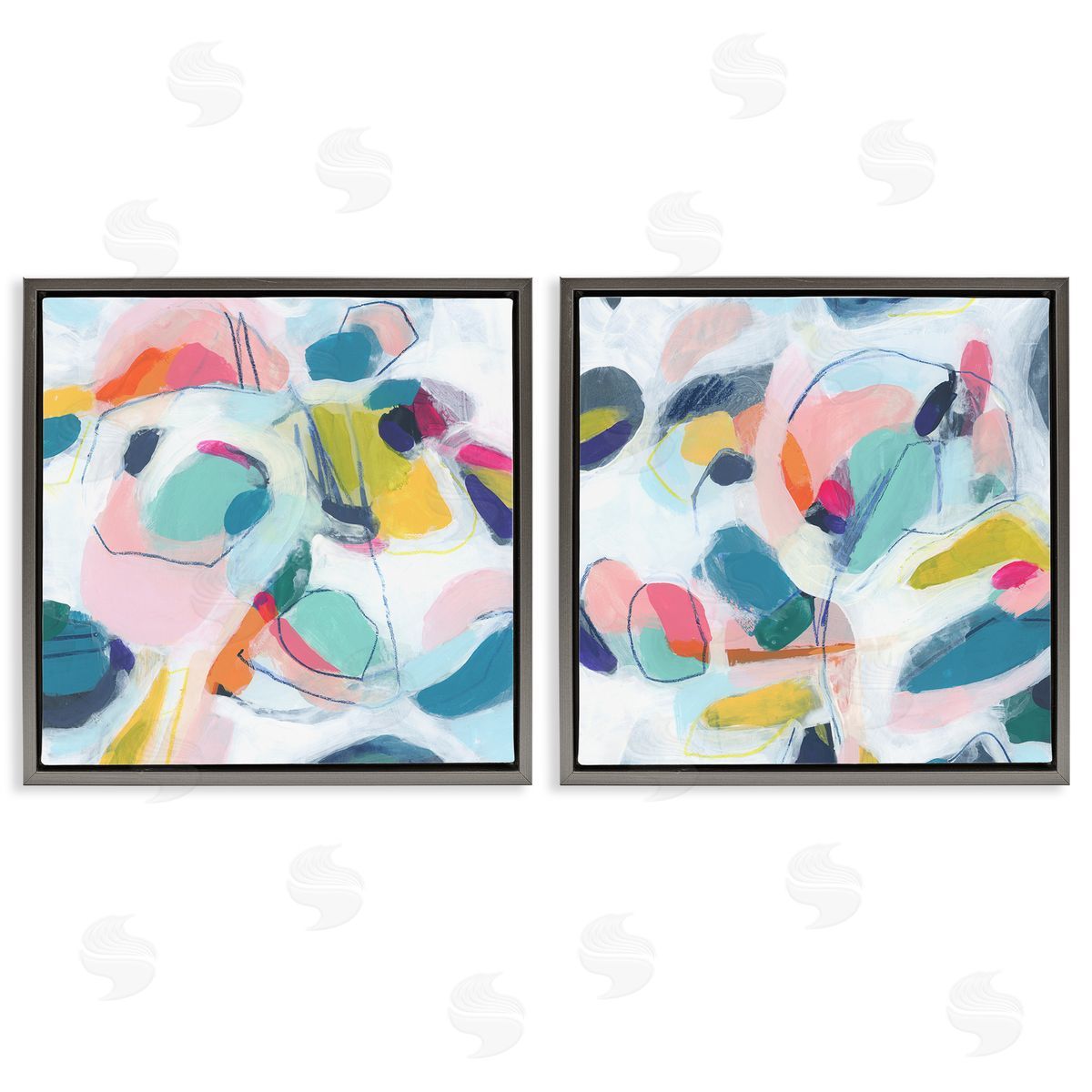 June Erica Vess Eye-catching Abstract Pastels Gray Floating Frame Canvas Wall Art Print