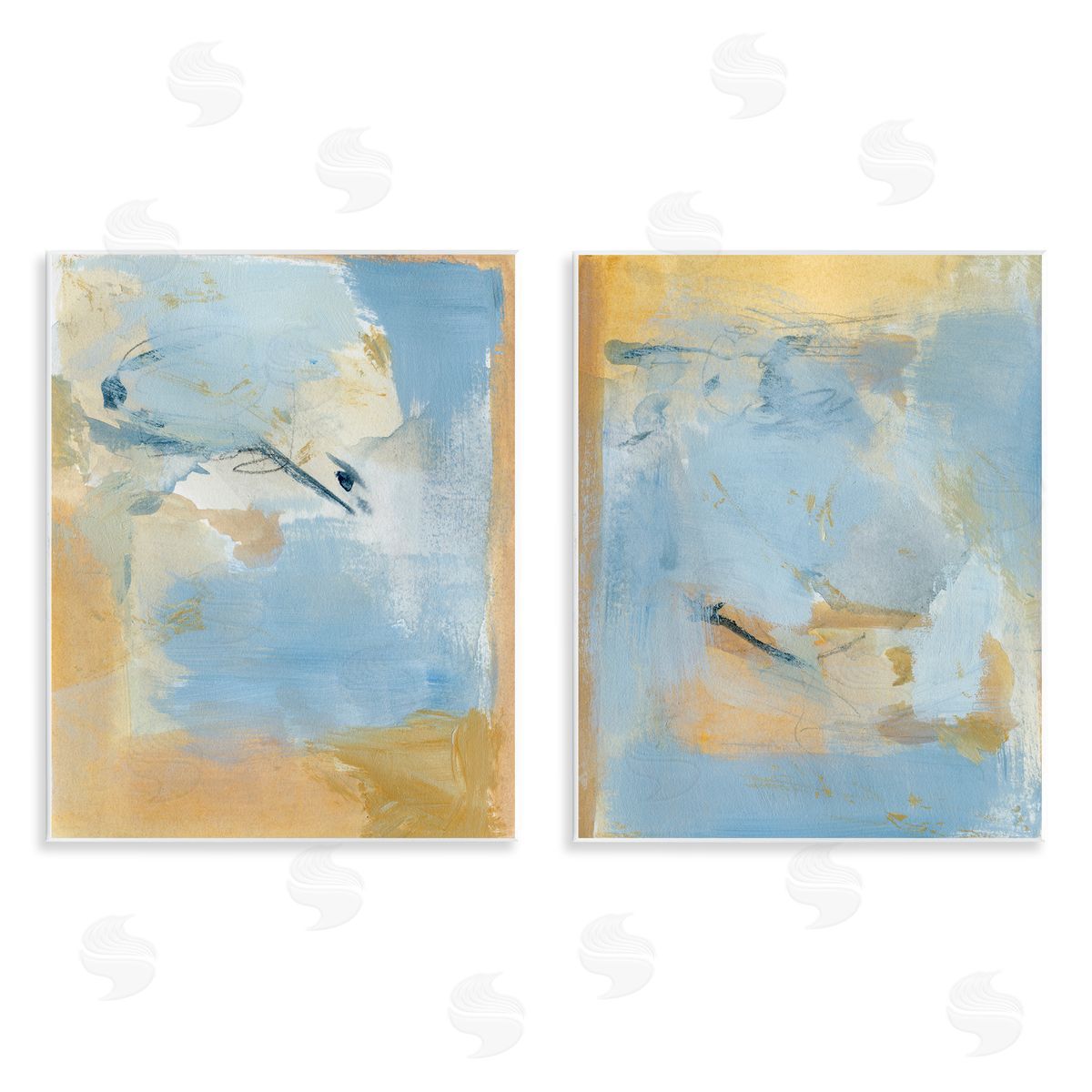 Victoria Barnes Light Blue Pastel Gold  Wooden Wall Plaque Art Print