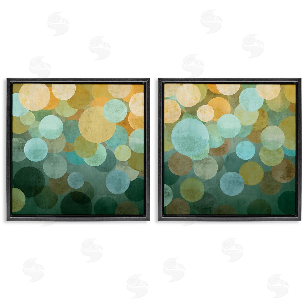Brent Nelson Overlapping Circles Abstract Black Floating Frame Canvas Wall Art Print