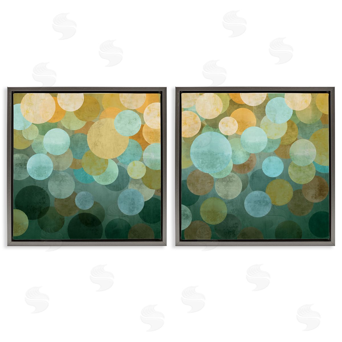 Brent Nelson Overlapping Circles Abstract Gray Floating Frame Canvas Wall Art Print
