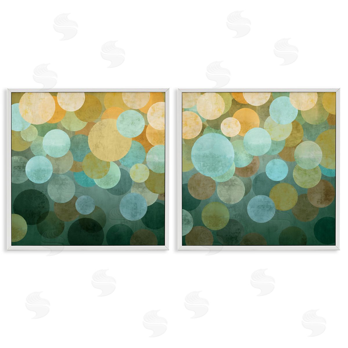 Brent Nelson Overlapping Circles Abstract White Framed Giclee Wall Art Print