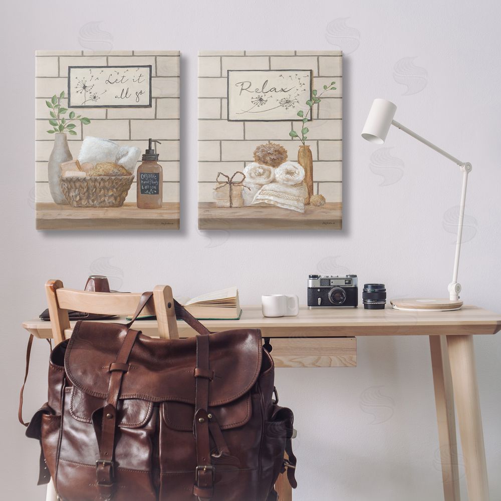 Pam Britton Go Relax Traditional Bathroom  Canvas Wall Art Print in Room