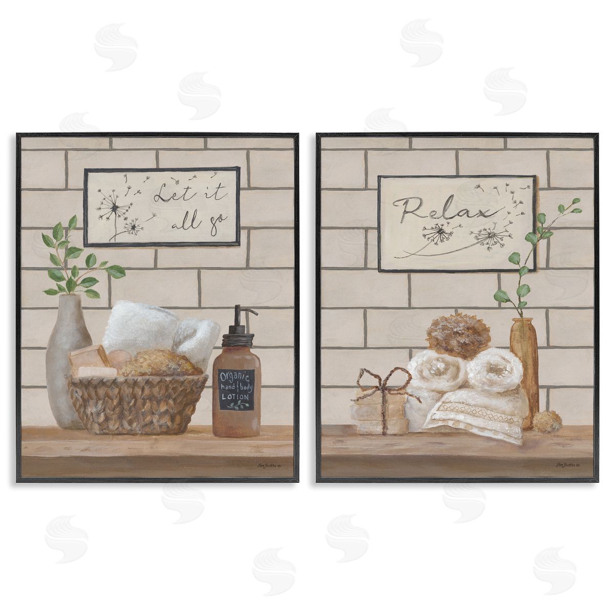Pam Britton Go Relax Traditional Bathroom  Black Framed Giclee Wall Art Print