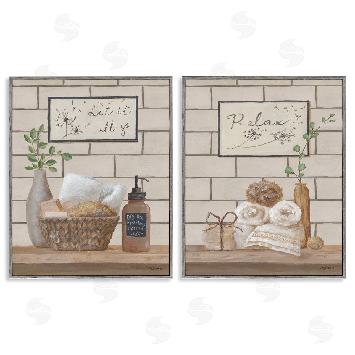 Pam Britton Go Relax Traditional Bathroom  Gray Framed Giclee Wall Art Print